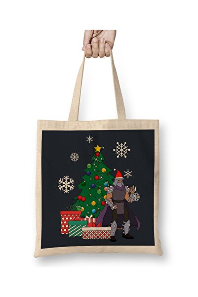 Baskı Dükkanı Splinter TMNT oko božićnog drvca, tkanina Torba duga Sa ručkom