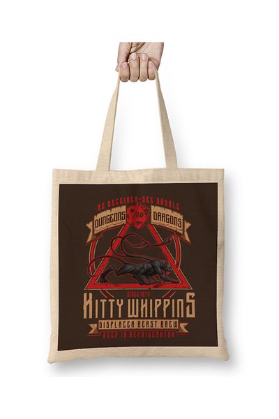Baskı Dükkanı D și D Kitty Whippins Brew Geantă din pânză cu mâner lung
