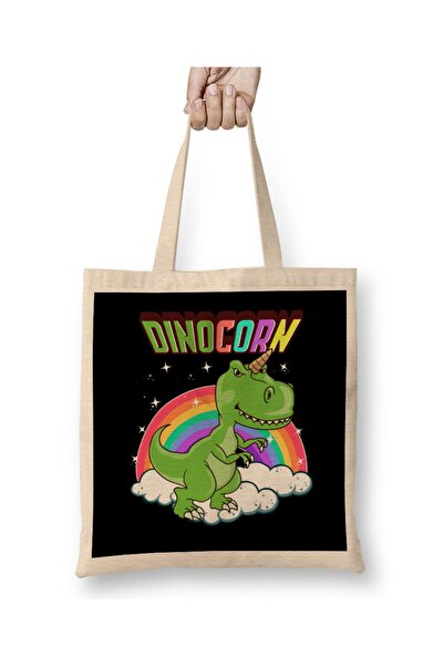 Baskı Dükkanı Dinocorn Slatki Dinosaur & Jednorog Unisaur Tkanina Torba Dugač...