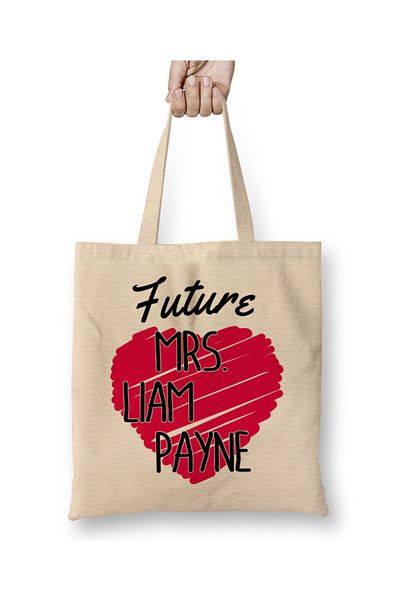 Baskı Dükkanı One Direction Future Mrs Liam Payne Love Heart υφασμάτινη τσάντα με μακριά λαβή