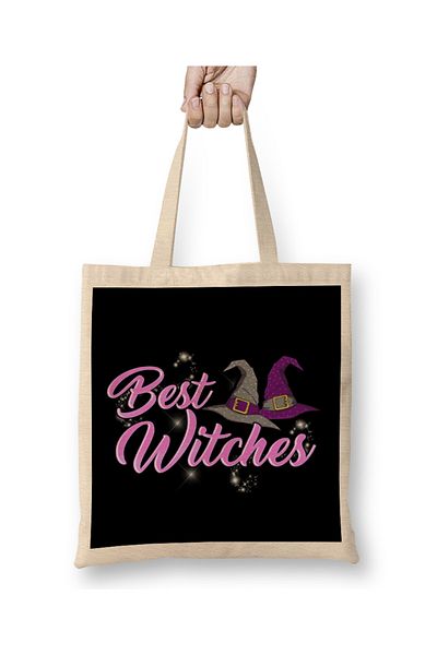 Baskı Dükkanı Cele mai bune vrăjitoare Cute Halloween Witch Cele mai bune urări Pun Tote Bag Mâner lung