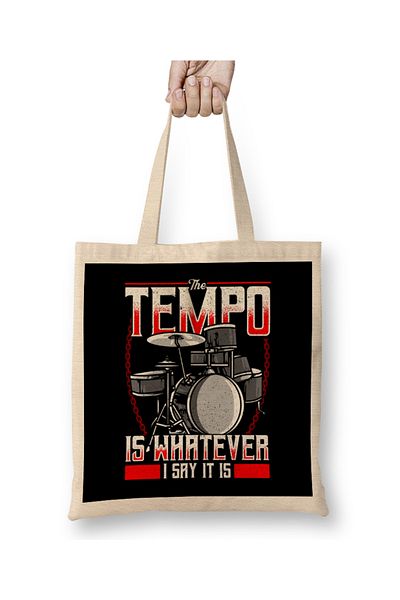 Baskı Dükkanı Αστείο Το ρυθμό είναι αυτό που λέω Είναι Drummer υφασμάτινη τσάντα με μακριά λαβή