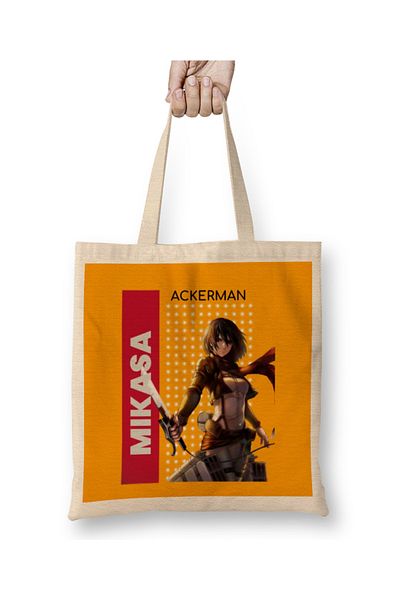 Baskı Dükkanı Mikasa Ackerman Attack on Titan υφασμάτινη τσάντα με μακριά λαβή