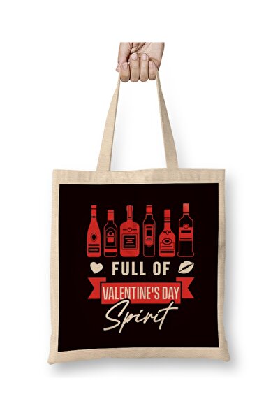 Baskı Dükkanı Smešno puno duha Valentinovog dana Alkoholno piće Tkanina Torba...
