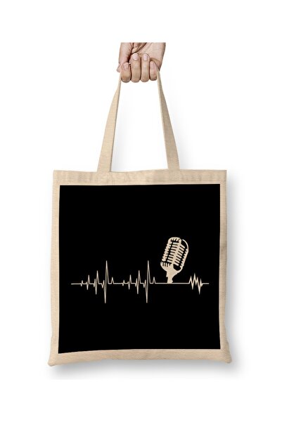 Baskı Dükkanı Sjajan podkast Heartbeat Podcaster Heart Beat tkanina Torba dug...