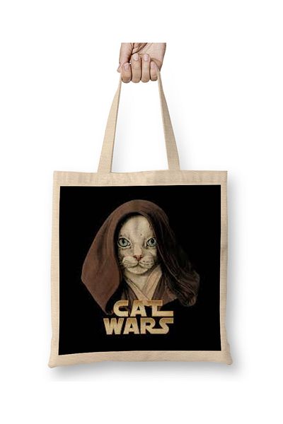 Baskı Dükkanı Geantă din pânză Star Cat Wars 013 cu mâner lung