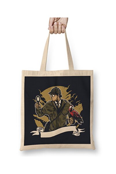 Baskı Dükkanı Sherlock Holmes papagaj, povećalo, krpa Torba dugačka Sa ručkom