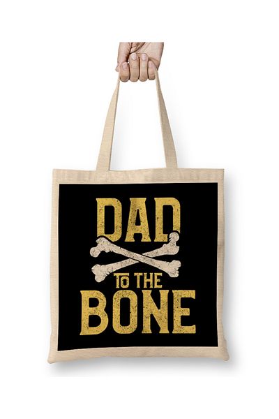 Baskı Dükkanı Funny Dad To The Bone Pun Father's Bad To The Bone υφασμάτινη τσάντα με μακριά λαβή