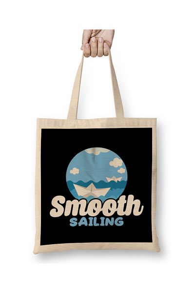 Baskı Dükkanı Αστεία Smooth Sailing Nautical Boating Sailor υφασμάτινη τσάντα με μακριά λαβή