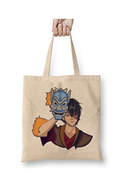 Baskı Dükkanı حقيبة قماش أفاتار ذا لاست إيربندر ذا برينس زوكو بمقبض طويل