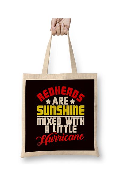 Baskı Dükkanı Redheads Sunshine Hurricane Ginger Red Orange Head Ιρλανδική υφασμάτινη τσάντα με μακριά λαβή