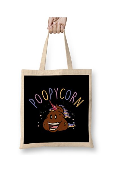 Baskı Dükkanı Slatka i smešna Poopycorn preslatka kaka jednorog tkanina Torba...