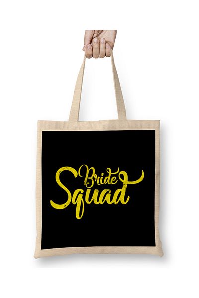 Baskı Dükkanı Bride Squad Cute Bachelorette Wedding Group Party Geantă din pânză cu mâner lung