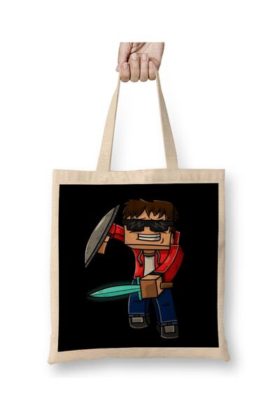 Baskı Dükkanı Minecraft Mine Craft lik mač platno Torba dug Sa ručkom