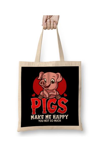 Baskı Dükkanı Slatke i smešne svinje me čine srećnim, ti ne toliko. Tkanina T...