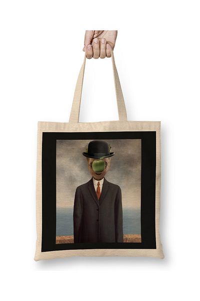 Baskı Dükkanı Guardians Of The Galaxy Rene Magritte Son Of Man υφασμάτινη τσάντα με μακριά λαβή