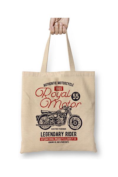 Baskı Dükkanı Royal Motor Legendary Rider υφασμάτινη τσάντα με μακριά λαβή