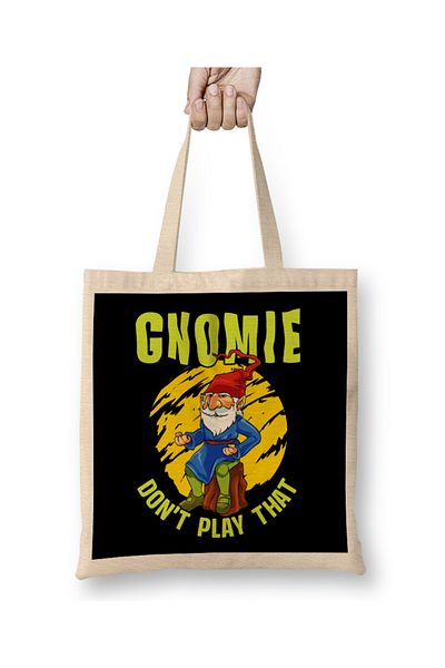 Baskı Dükkanı Gnomie Don t Play That Funny Gnome Collectors Pun υφασμάτινη τσάντα με μακριά λαβή