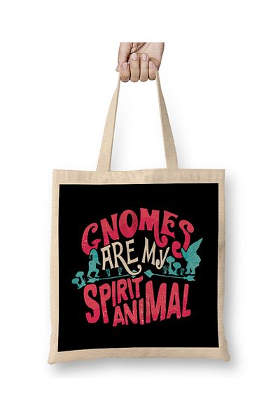 Baskı Dükkanı Funny Gnomes Are My Spirit Animal Cute Gnome Lover υφασμάτινη τσάντα με μακριά λαβή