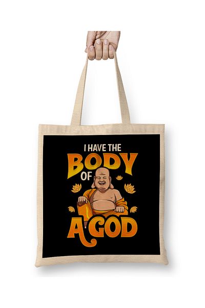 Baskı Dükkanı God Buddha Puni υφασμάτινη τσάντα - Χαριτωμένη & Αστεία, με μακριά λαβή