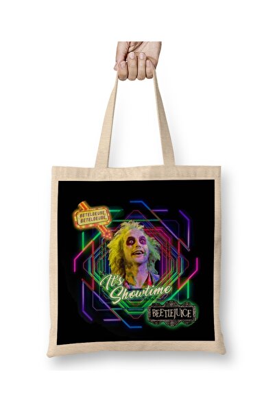 Baskı Dükkanı Beetlejuice It's Showtime Tkanina Torba Duga Sa ručkom