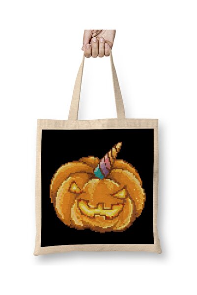 Baskı Dükkanı Noć veštica Jack O Lantern Jednorog Pikselna umetnička tkanina ...