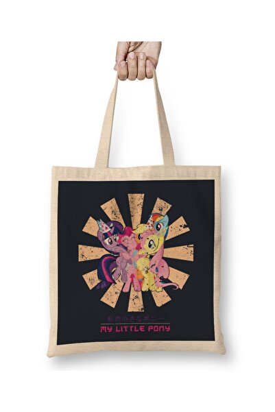Baskı Dükkanı My Little Pony retro japanska tkanina Torba duga Sa ručkom