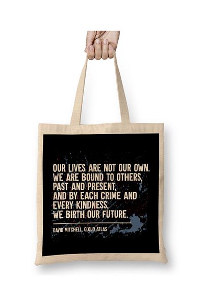 Baskı Dükkanı Dystopian Our Lives Are Not Our Own Quote Geantă din pânză cu mâner lung