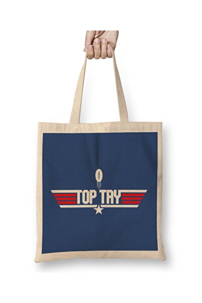 Baskı Dükkanı Top Gun Top Try Ragbi Lopta Logo Tkanina Torba Duga Sa ručkom