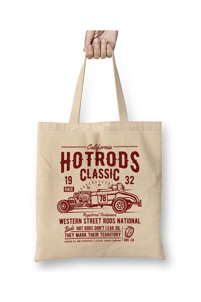 Baskı Dükkanı Hot Rod Classic υφασμάτινη τσάντα με μακριά λαβή