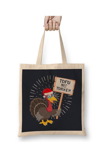 Baskı Dükkanı Božićni tofu, ne ćurka, tkanina Torba duga Sa ručkom