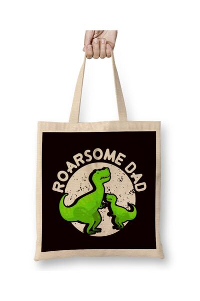 Baskı Dükkanı Vreli tata Dino T-Rex Otac Papa Muž Tkanina Torba Dugačak Sa ru...