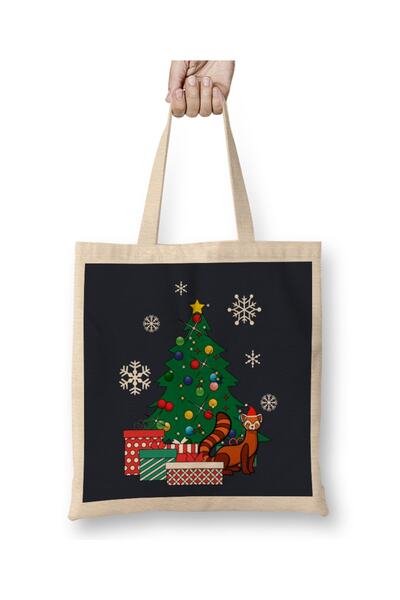 Baskı Dükkanı Pabu Oko Božićnog Drvca Avatar Tkanina Torba Dugačka Sa ručkom