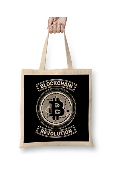 Baskı Dükkanı Bitcoin Revolution Blockchain 01 Tkanina Torba Duga Sa ručkom