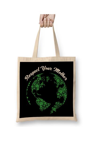 Baskı Dükkanı Poštujte svoju majku, Zemlju, hipsterska tkanina Torba duga Sa ...