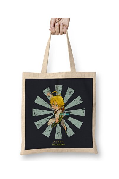 Baskı Dükkanı Meliodas retro japanska tkanina Sedam smrtnih grehova Torba dug...