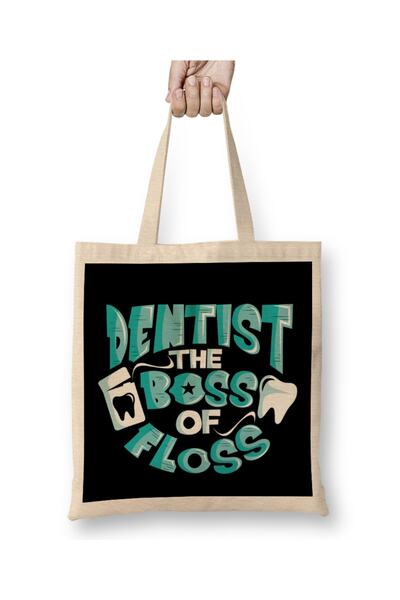 Baskı Dükkanı Οδοντίατρος The Boss of Floss Cute υφασμάτινη τσάντα οδοντιατρι...