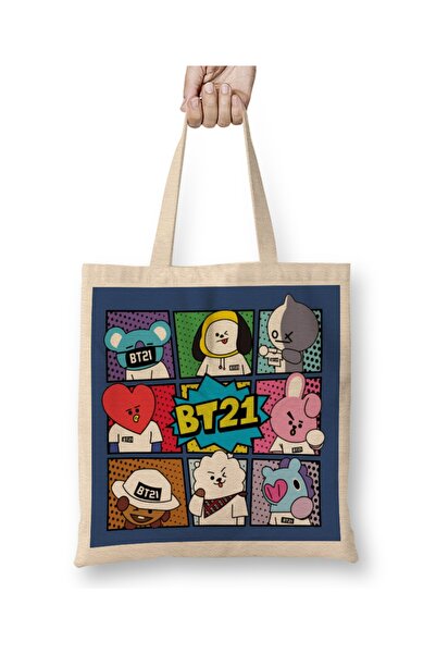 Baskı Dükkanı Bts Bt21 03 υφασμάτινη τσάντα με μακριά λαβή
