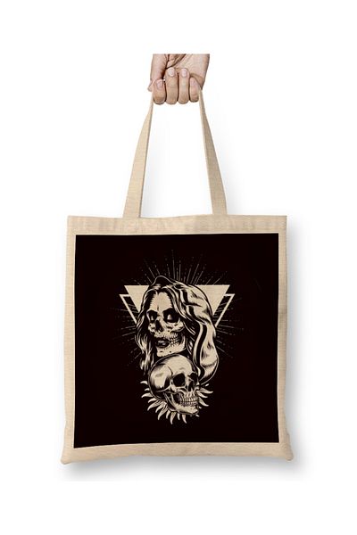 Baskı Dükkanı Santa Muerte Dead Sugar Skull Γυναικεία θεότητα Σατανική μεξικάνικη υφασμάτινη τσάντα με μακριά λαβή