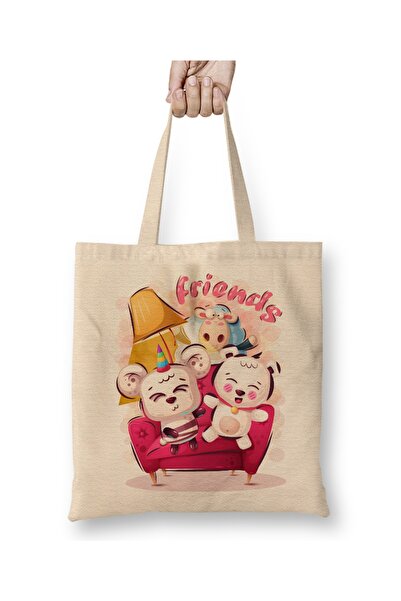 Baskı Dükkanı Prijatelji Smiješna Tkanina Torba Duga Sa ručkom