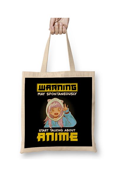 Baskı Dükkanı Avertisment amuzant poate începe să vorbească despre geantă din pânză anime cu mâner lung