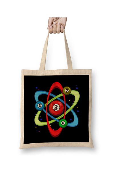 Baskı Dükkanı Geantă din pânză Awesome Billiard Ball Atom Science Pool Player cu mâner lung