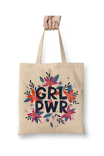 Baskı Dükkanı Grl Pwr Girly Power tkanina Torba duga Sa ručkom