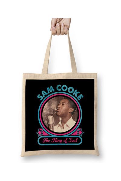 Baskı Dükkanı Sam Cooke The King Of Soul υφασμάτινη τσάντα με μακριά λαβή