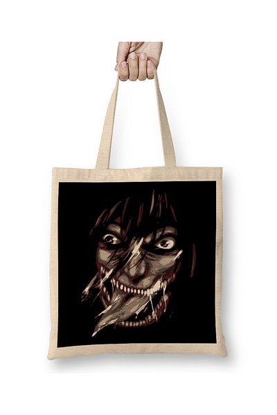 Baskı Dükkanı Snk kyojin Titan Smile υφασμάτινη τσάντα με μακριά λαβή
