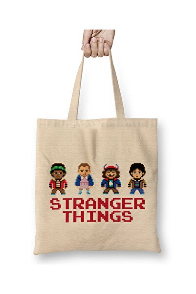 Baskı Dükkanı Pojednostavljena Stranger Things pikselirana dečija odeća Torba...