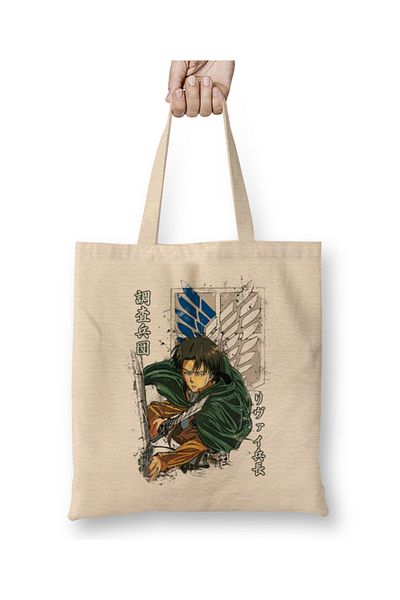 Baskı Dükkanı Levi Ackerman Captain Levi υφασμάτινη τσάντα με μακριά λαβή