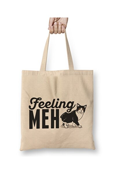 Baskı Dükkanı Slatka i smešna mačka "Feeling Meh" - preslatka mačka od tkanin...