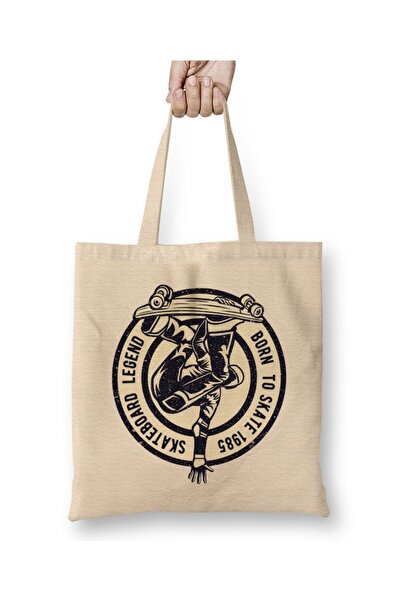 Baskı Dükkanı Legenda skejtborda rođena da vozi skejtbord, tkanina Torba duga...