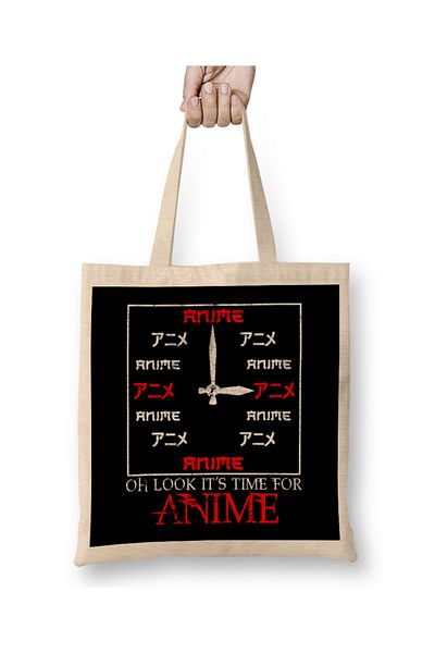 Baskı Dükkanı Αστεία Ουάου, έχει έρθει η ώρα για Anime Kawaii Clock υφασμάτινη τσάντα με μακριά λαβή